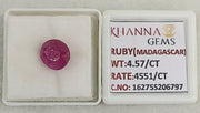 4.57/CT Natural Ruby Stone with Govt. Lab Certificate-16275S206797